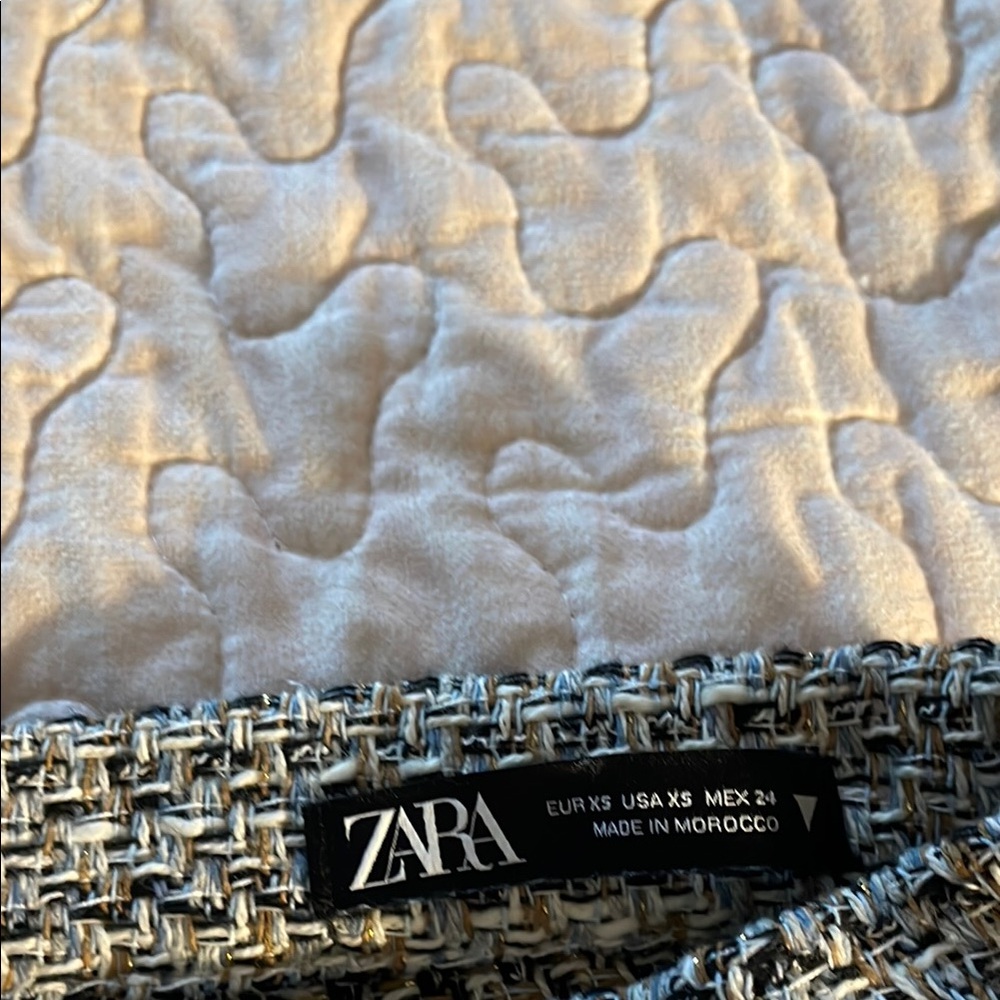 Zara Black and White Tweed Skirt